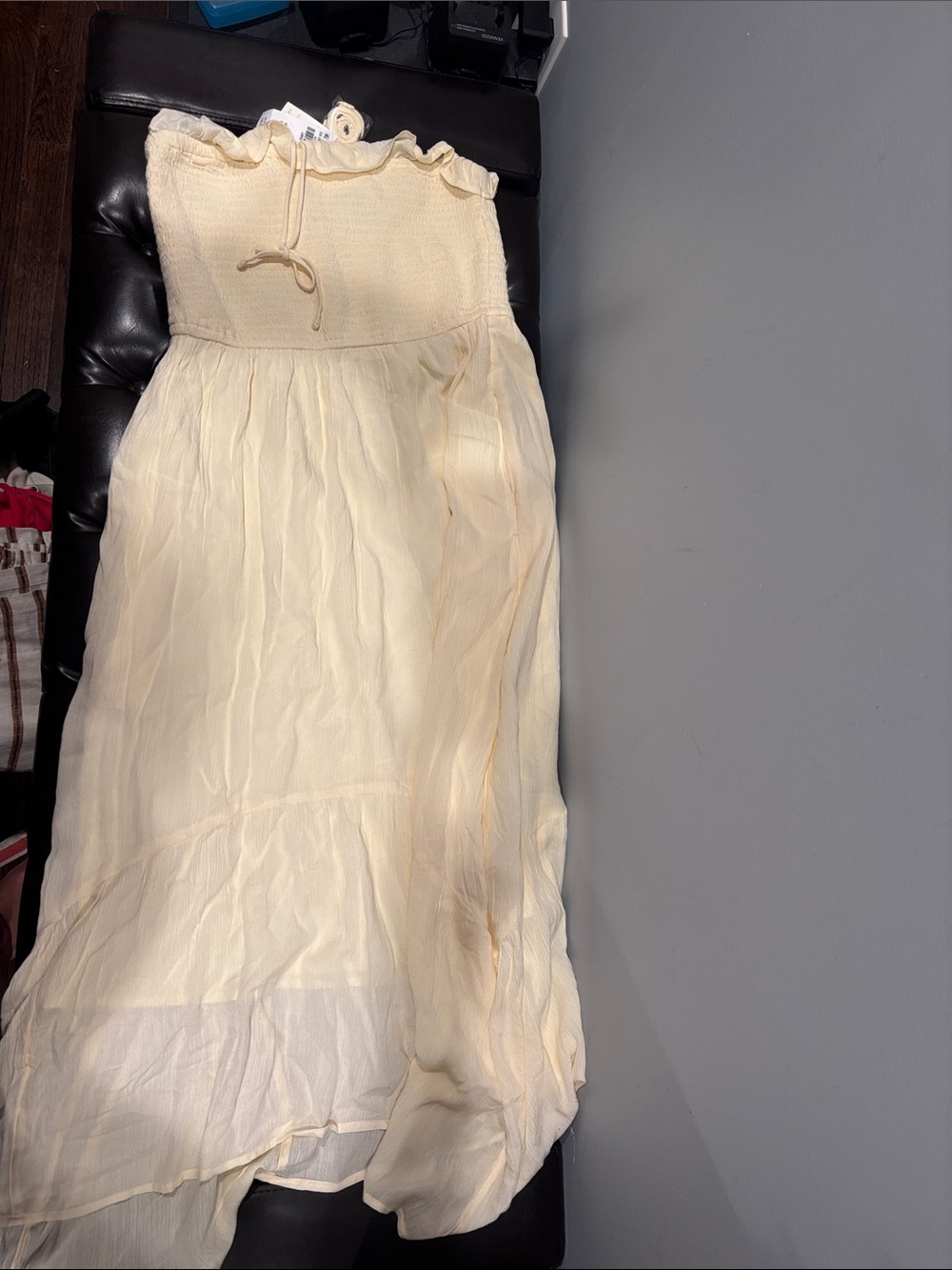 Women’s Cream Smocked Strapless Maxi Dress